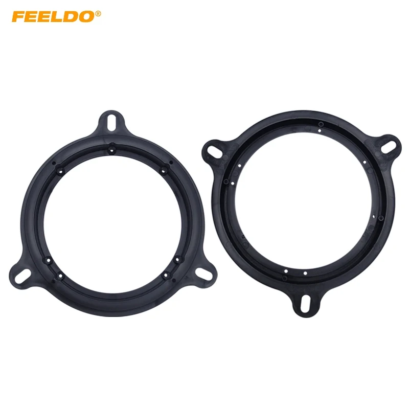 

FEELDO 1pair 6.5" Black Car Speaker Spacer for Nissan/Great Wall H5/Hyundai Verna/KIA K2/Zotye Z300 Adapter Holder Rings #CT5527