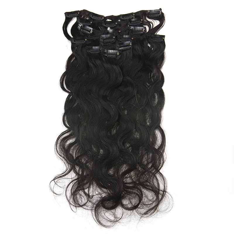 Full Shine Afro Curly Clip In Human Hair Extensions 100% Remy Human Hair Clip For Afro Women Natural Black Color 7 Pcs 100 Gram