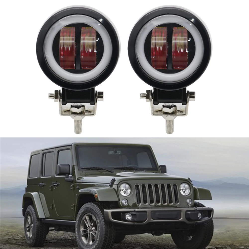Waterproof Round LED Angel Eyes Light Led work light Bar for Motorcycle Jeep ATV spot light Round with Red/White/Blue colors