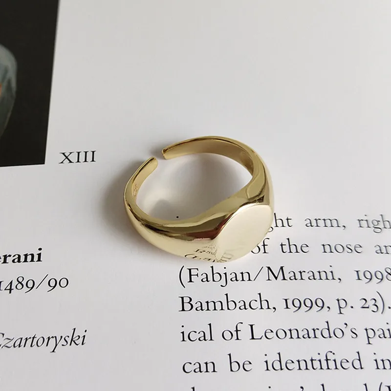 CosFecit Rings 925 Sterling Silver Gold Color Trendy Opening Ring Female Jewelry Oval Shape Rings 925 Sterling Silver for Women (4)