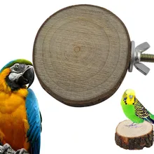 Round Wooden Squirrel Parrot Bird Perch Stand Platform Pet Bird Hanging Toy