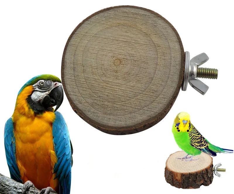 

Round Wooden Squirrel Parrot Bird Perch Stand Platform Pet Bird Hanging Toy