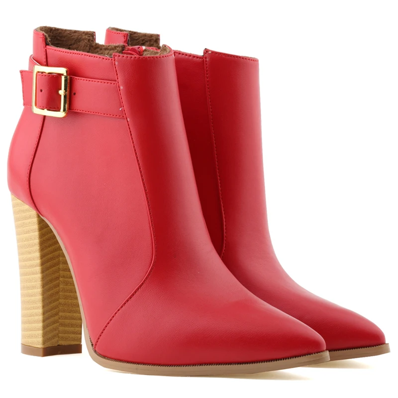 

Loslandifen PU Block Heel Boots Women Ankle Boots