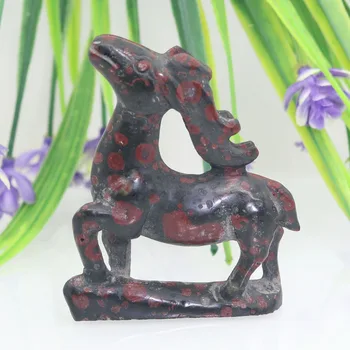 

2.7"PLUM FLOWER STONE Carving Sika Deer Crystal Skull Realistic Crystal Healing Furnishing Articles Figurine TD64