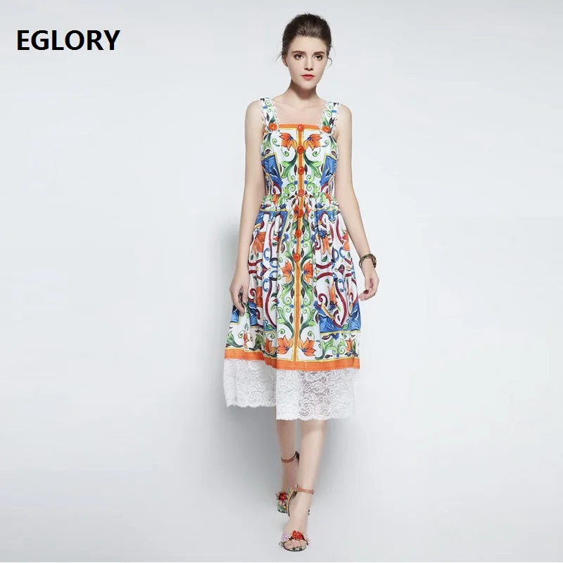 

2018 Strap Dress Women White Lace Bohemian Print Patchwork A-Line Casual Beach Dress Plus Size Clothing 4XL 5XL 6XL Vestidos