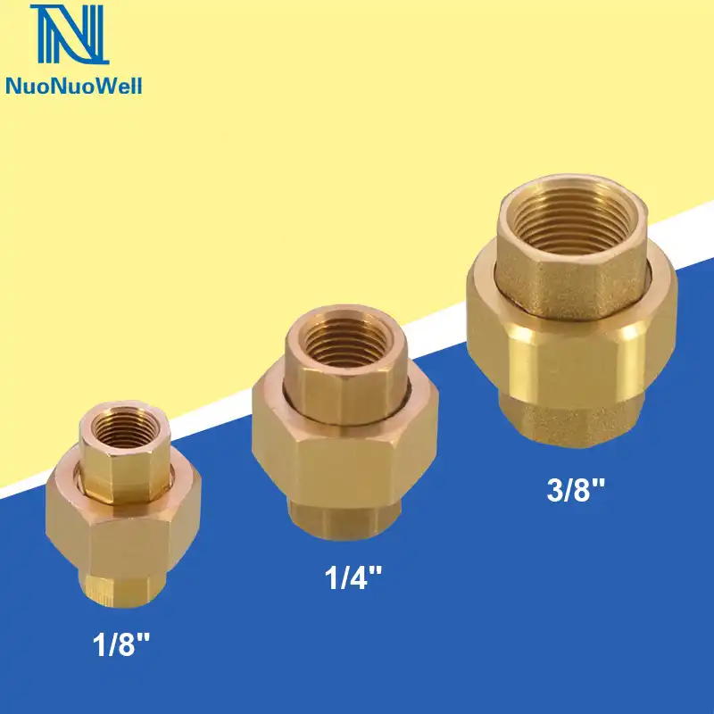 Nuonuowell 2 個真鍮パイプユニオンカップリング 1 8 1 4 3 8 Bsp メス配管継手等しい直径銅貨ジョイント Garden Water Connectors Aliexpress