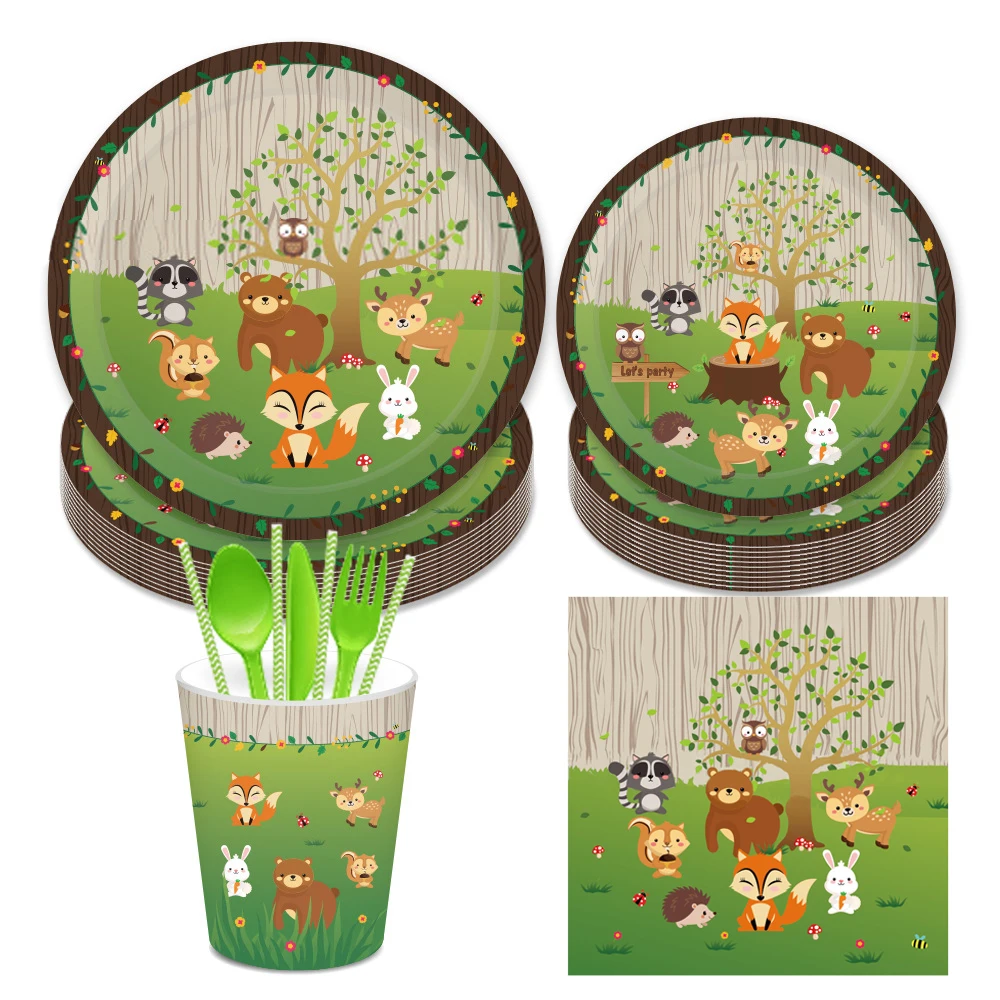 

Woodland Animal Birthday Party Decoration Jungle Forest Animal Paper Plate/Cup/Napkin Kids Birthday Party Decor Supplies