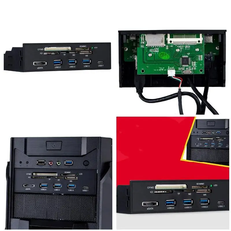 

5.25inch Internal Card Reader USB 3.0 Connector ABS Plastic Desktop Case Front Panel QJY99