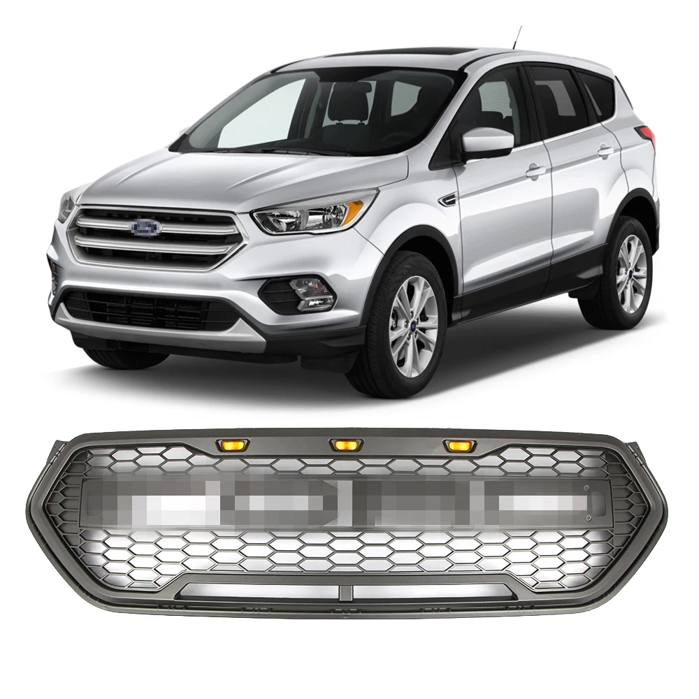 Серая решетка переднего бампера для Ford Escape Kuga 2017 2019 верхняя гонок светодиодный