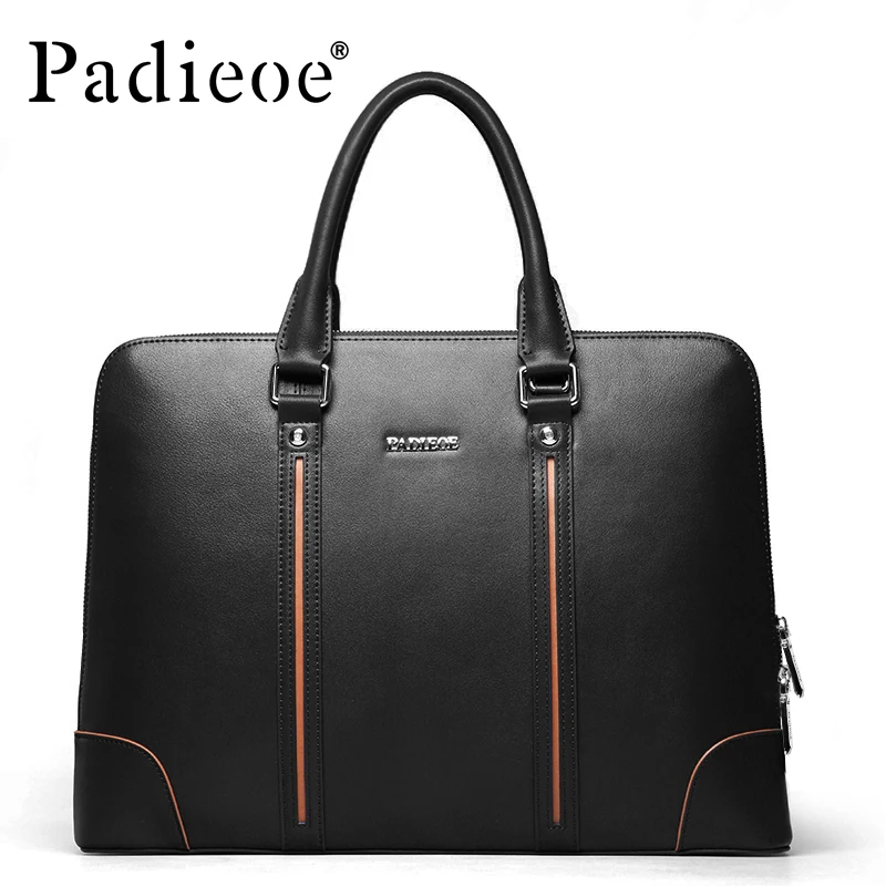 Padieoe Brand Factory Sale High Quality Leather Men Briefcase 14inch Leather Men Handbag for Laptop Classic Business Man Bag new high quality leather men laptop briefcase bag 14 inch computer bags handbag business bag fashion laptop handbag for men