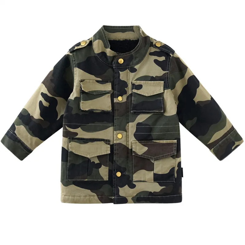 

Children Winter Warm Long Jackets For Boy Girl Coat Baby Army Green Boy's Windbreaker Clothes Kids Camouflage Outwear Clothing