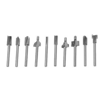 

10pcs HSS Router Wood Milling Cutter Bits Fits Rotary Tool Set 1/8" 3mm DIY Tool