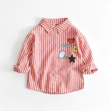 Детская одежда для девочек новые весенние Блузки Дети Весна Повседневная мультфильм письма в полоску блузка для девочек От 3 до 8 лет