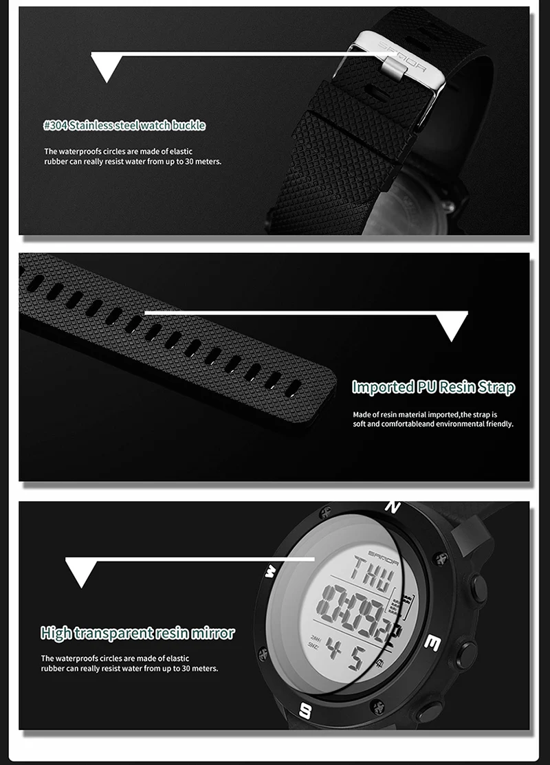 SANDA мужские спортивные цифровые часы Мужские Женские часы Lover's Relogio Masculino хронограф модные уличные водонепроницаемые