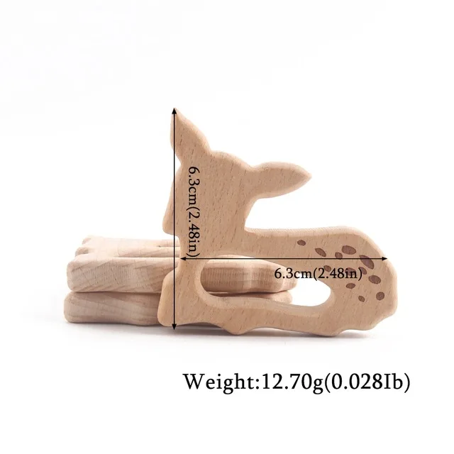 Sika deer 1 шт. деревянный Прорезыватель для зубов, игрушки для прорезывания зубов, животные, свинья, грызун, фламинго, бук, браслет, соска-подвеска, Товары для детей, аксессуары - Цвет: Sika deer