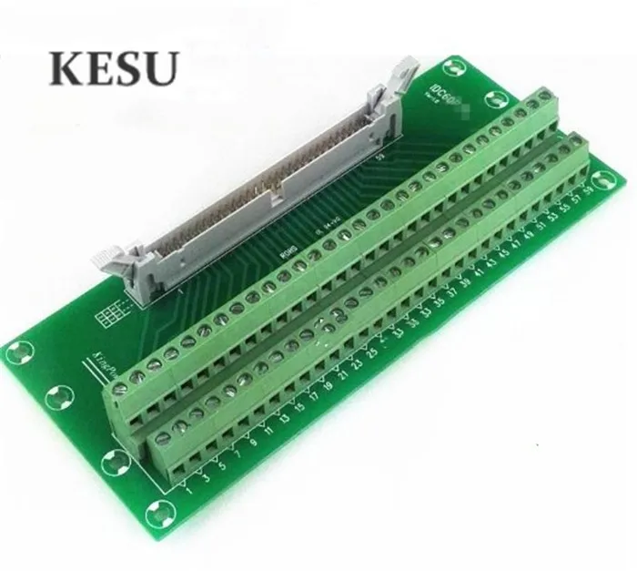 IDC60Pin 2.45mm IDC-60 Pin Male Connector to 60-Pin Terminal Block Breakout Board Adapter PLC Relay Terminals DIN Rail Mounting |