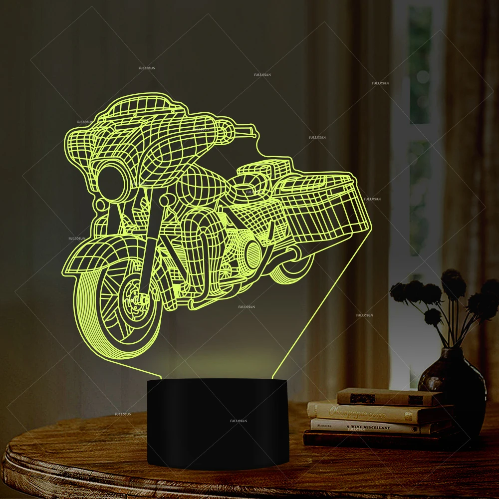 

Car Addiction Motorcycle design 3D Optical illusion LED night light 7 colors best gifts for motorcyclists home decor or souvenir