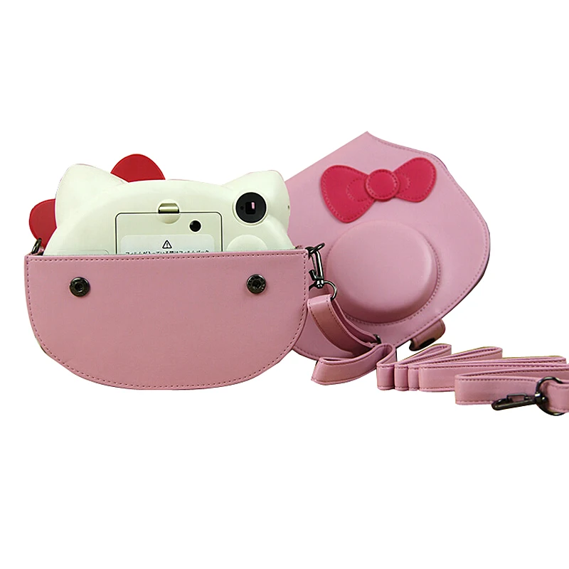 

New Camera Case Bag With Bowknot For Fujifilm Instax Mini Hello Kitty Camera With Shoulder Strap