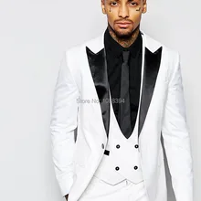 Новое поступление, костюмы для выпускного вечера, одежда для вечеринок, черный, с острым отворотом, белый костюм, свадебные мужские костюмы, свадебный смокинг