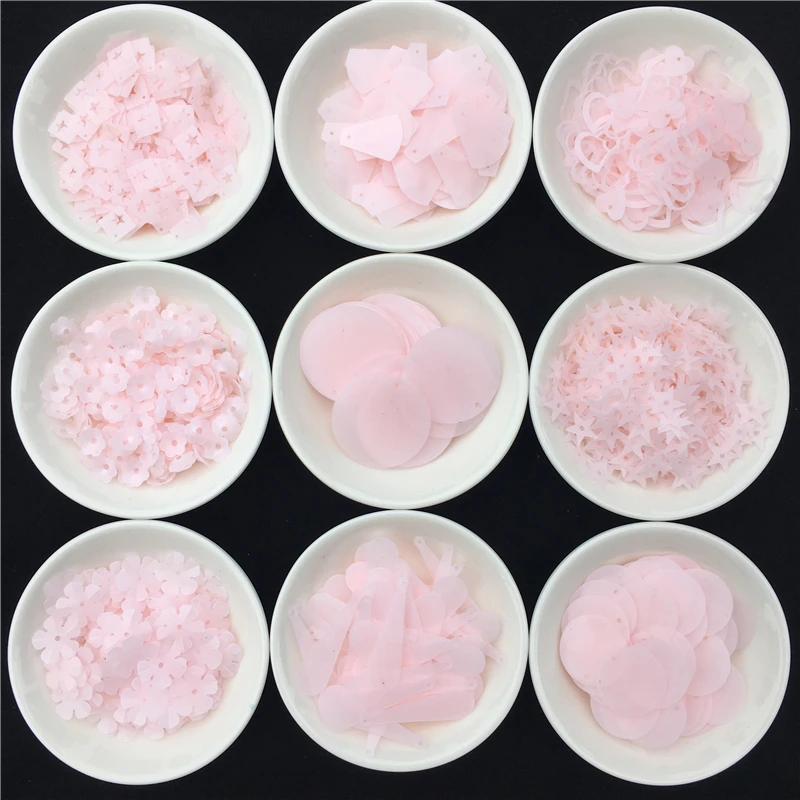 

30g/Lot Matt Transparent Pink Multi Shape sequins Dull Polish Pvc loose Sequins Paillettes For Women Garment DIY Accessories