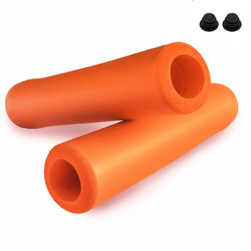 1 пара велосипедных ручек для руля, крышка с наконечниками для горного велосипеда, силиконовая Нескользящая ручка, мягкие MTB ручки - Цвет: Orange