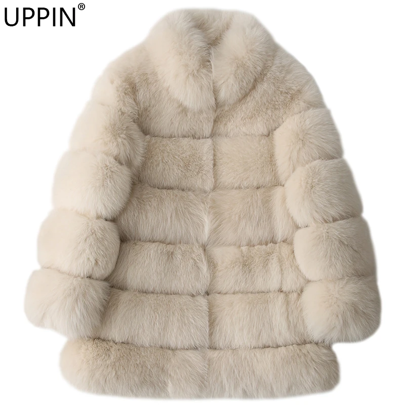 UPPIN abrigo 2018 abrigo mujer mujeres abrigo de invierno con piel de zorro Collar
