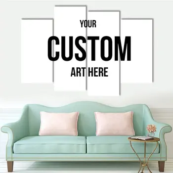 

4 Piece Custom Canvas Prints Wall Art Customized Pictures Painting Drop Shipping