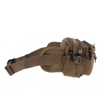 Холст поясная сумка Мужская Multi карманы Талия пакеты Сумка выходные сумки чтобы