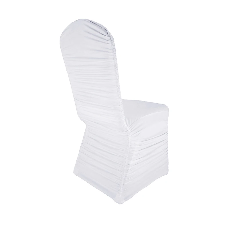 Высокое качество белый гофрированный Ruched спандекс лайкра крышка стула для свадебных мероприятий банкета Украшение для вечеринки в день рождения чехлы для стульев