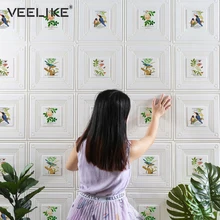 Стиль пасторальный цветок и птицы самоклеющиеся обои украшение стены для гостиной ТВ фон ПВХ пена стены Художественная пленка