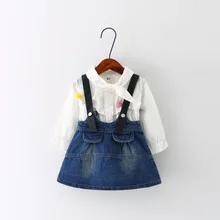 Новая одежда для маленьких девочек белая блузка и юбка из двух предметов Одежда для маленьких девочек одежда для маленьких девочек 6GST043