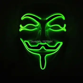 

Lemon green EL Wire Mask Full Face Halloween Party Decorative Light up Mask LED neon rope tube Mask Steady on Flashing Drive