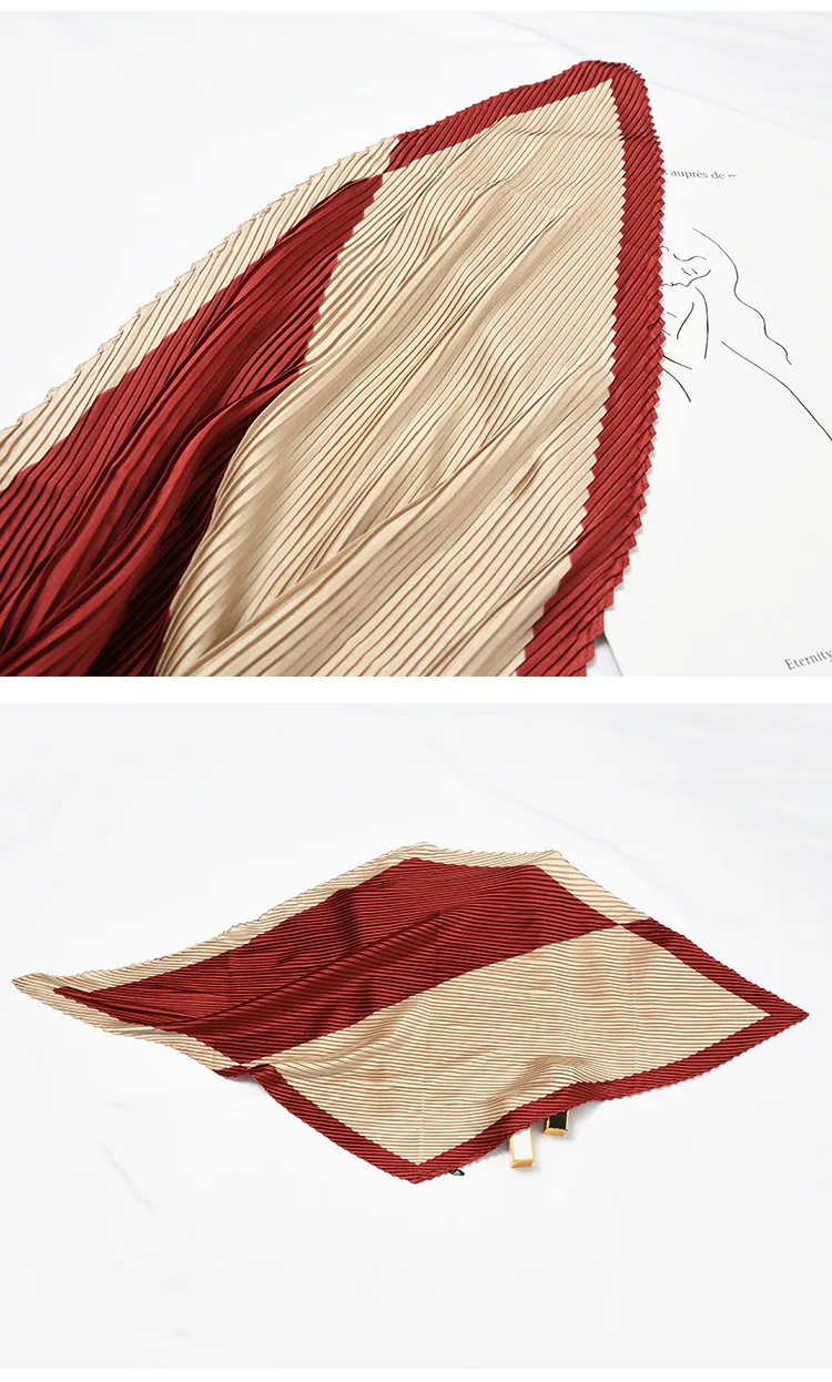 Crinkle Квадратный маленький шелковый шарф бандана для женщин мнущийся чистый цвет украшение для шарфа модный принт платок [3924]