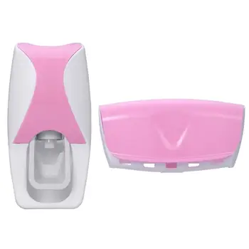 

Neutral Toothpaste Dispenser Toothpaste Squeezer With Brush Holder Set for Bathroom Use(Pink)