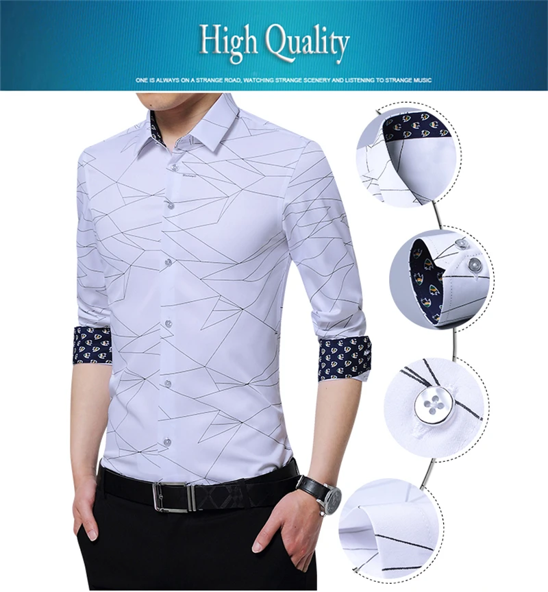 camisas camisa masculina manga longa impressão geométrica
