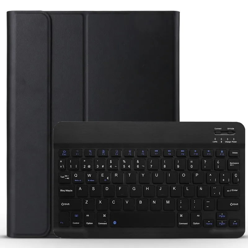 black-black Чехол с испанской клавиатурой для samsung Galaxy Tab A 10,1 T510 T515 SM-T510 SM-T515 Планшет тонкий кожаный чехол Bluetooth клавиатура - Цвет: black-black