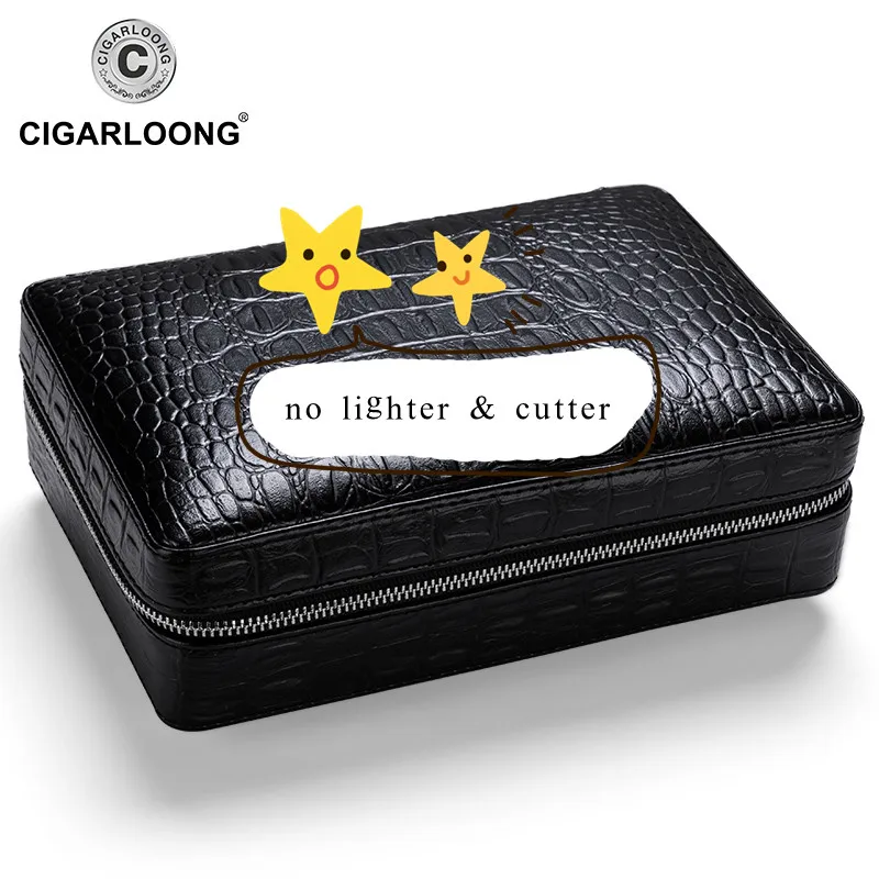 A no lighter cutter COHIBA Cedar Wood Путешествия Портативный кожаный портсигар коробка с зажигалкой резак увлажнитель сигар Humidor подарок на день отца CLA-T113 - Цвет: A no lighter cutter