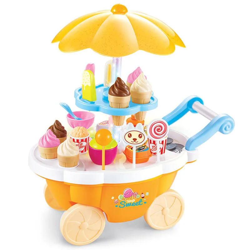  39Pcs children pretend play toys simulation candy music ice cream Mini push car toy early education