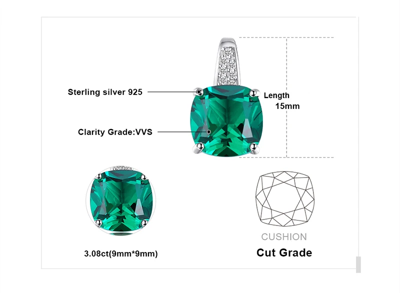 Giffany Emerald Jewelry Wedding Set Ring Pendant Hoop Earrings 925 Sterling Silver