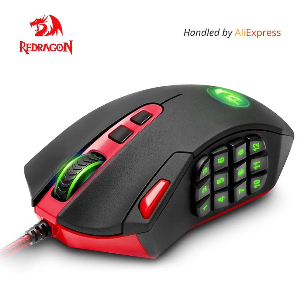 Günstige Redragon USB wired Gaming Maus 24000 DPI 19 tasten laser programmierbare spiel mäuse mit hintergrundbeleuchtung ergonomische für laptop computer