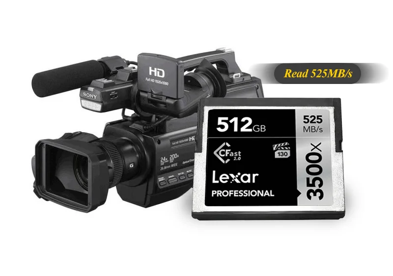 Оригинальный Lexar CFast 2,0 3500x CF карта 64 GB 128 GB 525 МБ/с. 256 GB 512 GB VPG-130 Compactflash карты памяти для 4 K Full HD Камера