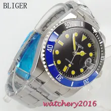 40mm Bliger Sapphire Crystal black dial ceramic Bezel Auto Watch luminous Hands Bracelet Buckle Automatic Mechanical Men’s Watch