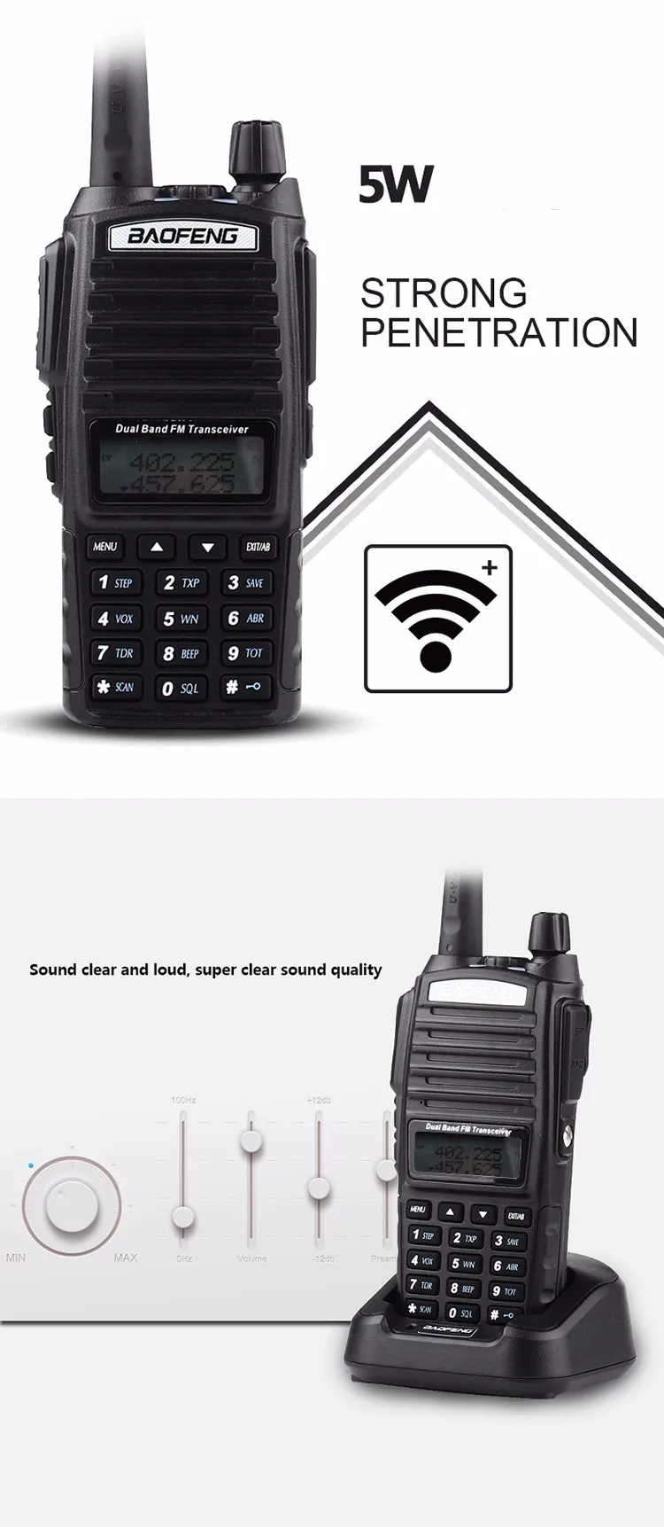 Дешево, 2 шт, двухстороннее радио, Двухдиапазонная UHF VHF радиостанция, рация Baofeng UV 82 с FM, двойной, PTT, Baofeng, UV-82