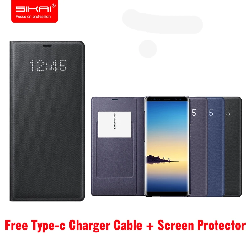 

SIKAI 100% Original LED Flip Wallet for Samsung Note 8 Smart Leather Case for Samsung Galaxy Note 8 LED Cover for Samsung Note8