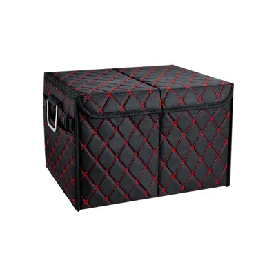 ПУ Кожаные Швейные автомобильные органайзеры для багажника водонепроницаемые складные Портативная сумка для инструментов органайзер для багажника Авто складной ящик для хранения - Название цвета: black red thread  S