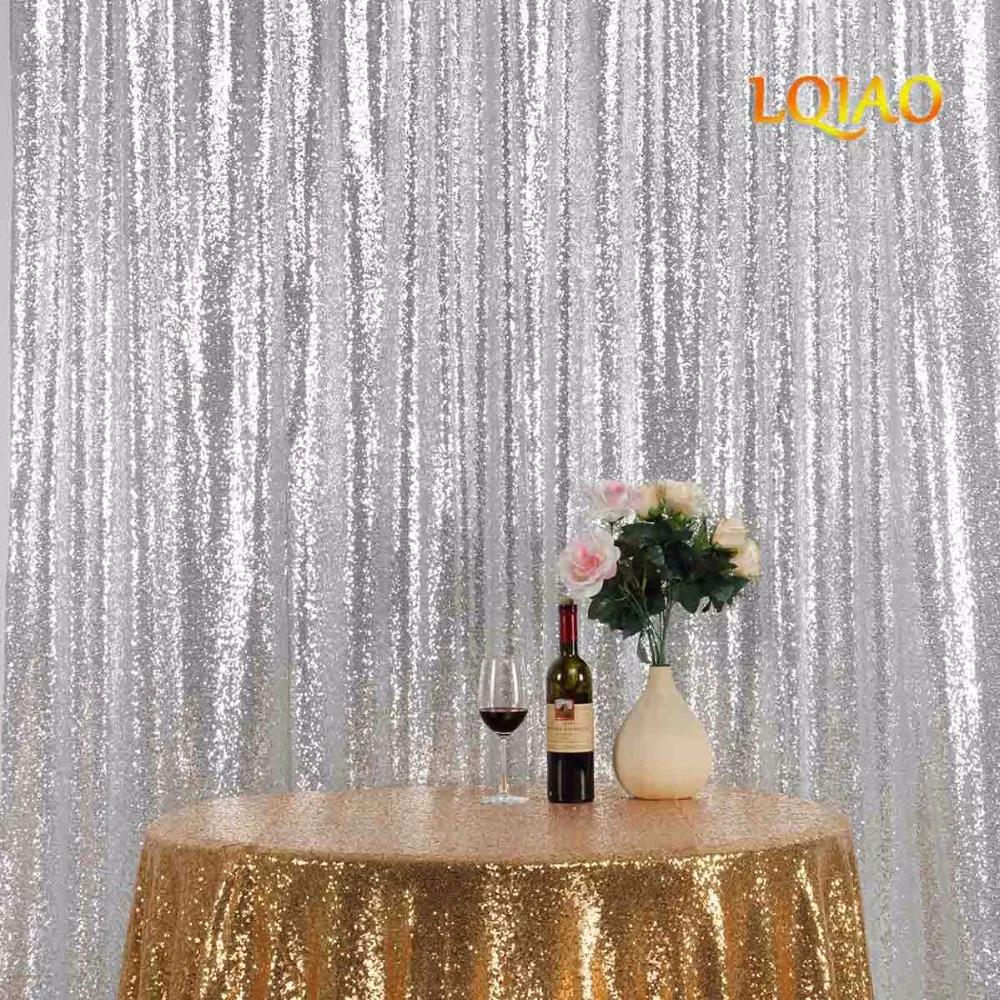 

10FT*10FT Silver Shimmer Sequin Fabric Backdrop Sequin Curtains Wedding Photo Booth Photography Backdrops for Party Decoration