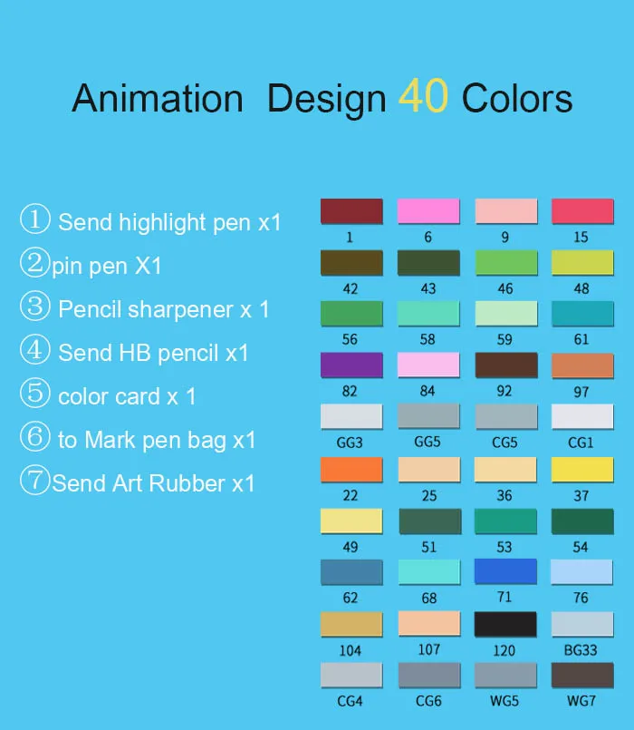 Маркер набор кистей 30 цветов ручной разноцветный дизайн аниме ученик выделенный жирной маркеры цвет s черный стержень начинающих художественные принадлежности - Цвет: Anime 40 colors