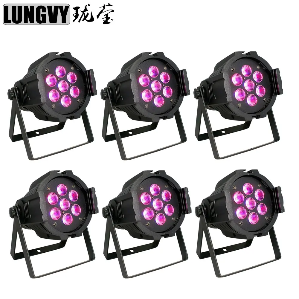 

Free Shipping 6pcs/Lot Mini LED Par Stage Light 7x18w RGBWA UV 6in1 LED Par Light DMX512 for Disco DJ Party