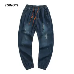 Tsingyi потертые рваные джинсы джинсовые мужские джинсы по щиколотку шаровары преувеличенные нищие уличная Мужская s брюки