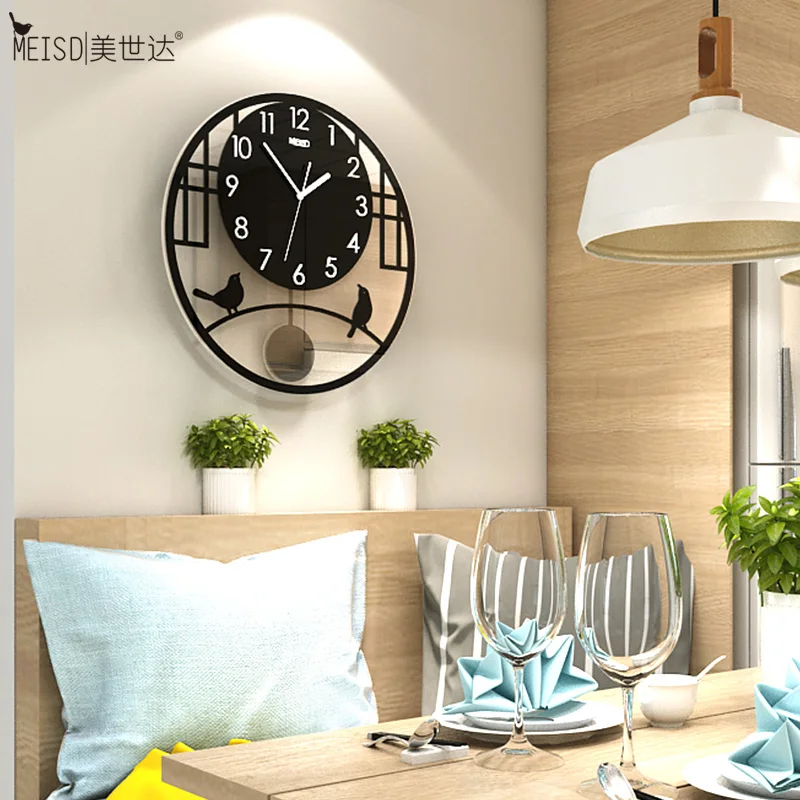 

Creative Silent Wall Clock Battery Operated Modern Design Large Swingable Watch Black Hanging Kitchen Quartz Clock Free Shipping